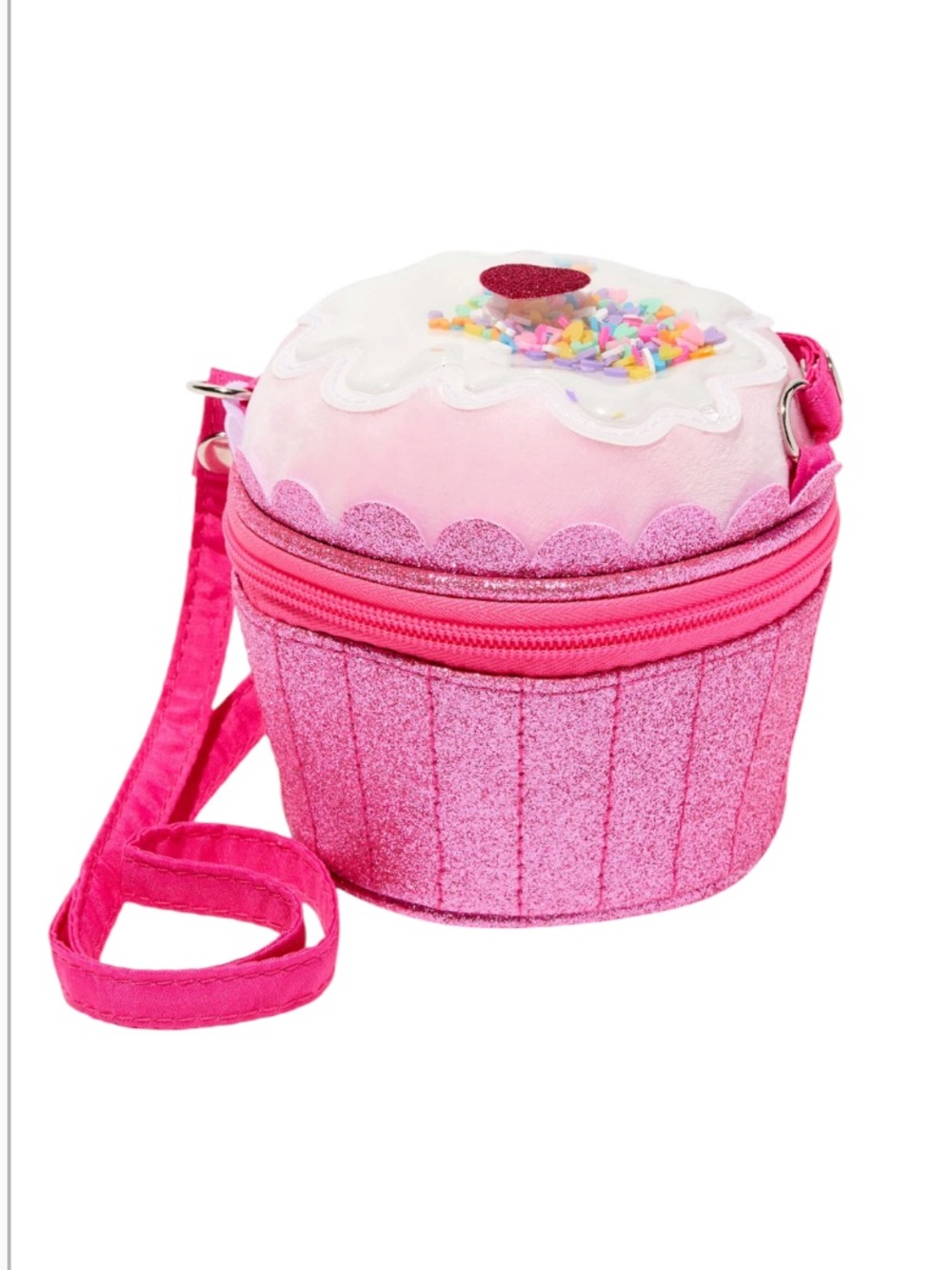 Claire's Pink Glitter Cupcake Crossbody Bag NWT